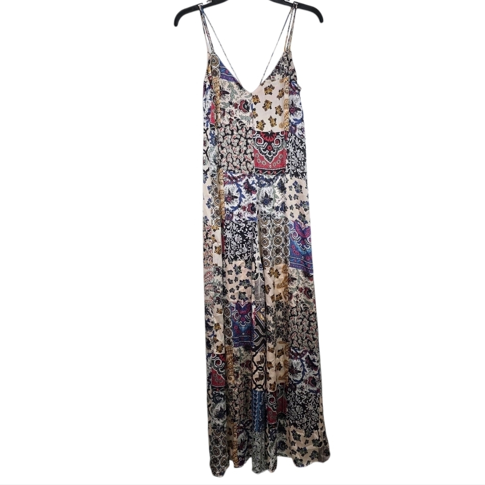 Zara patch work satin wideleg  jumpsuit